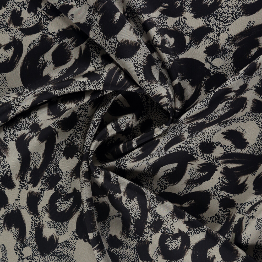 Light Stone Leopard Print Twill Silk Square Scarf - Vismara