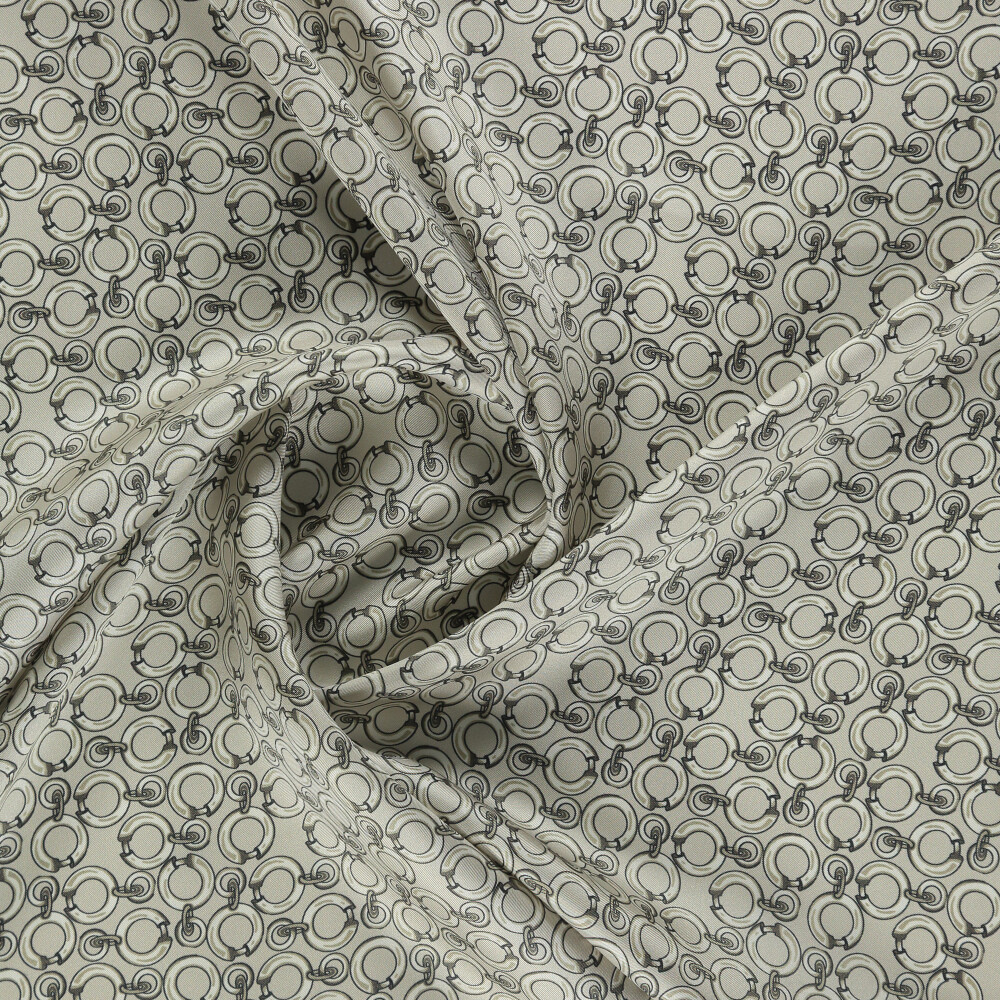 Light Stone Ring Chain Pattern Twill Silk Square Scarf - Vismara