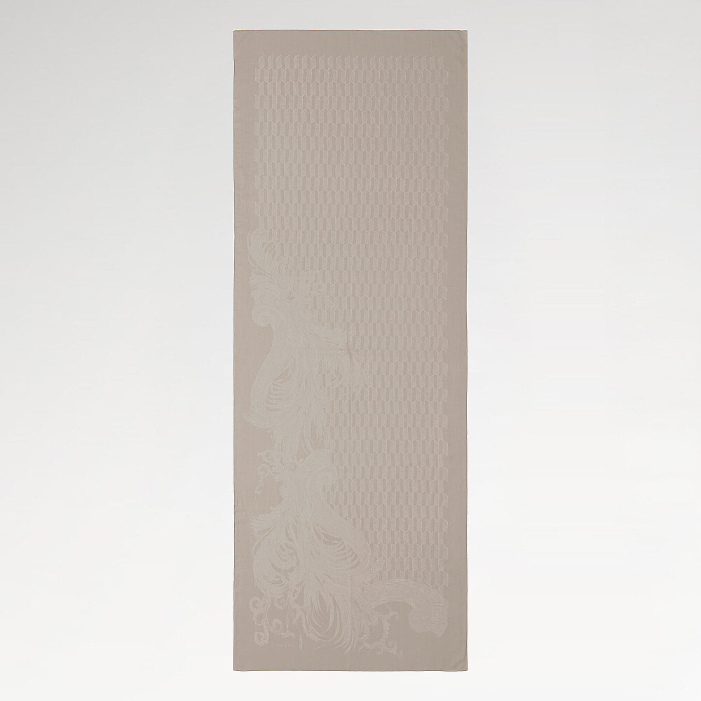 Light Stone Royal Textured Jacquard Cotton Silk Scarf - 2