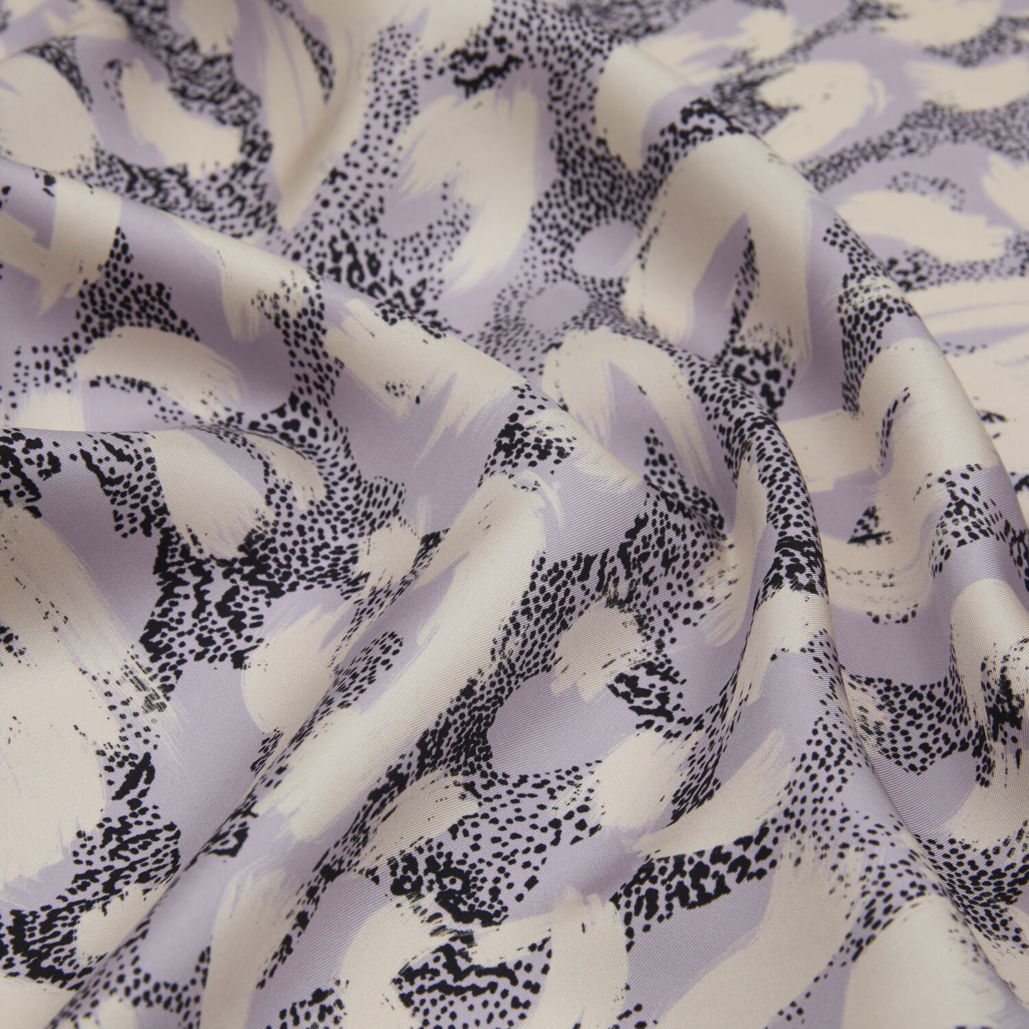 Lila Leopar Desenli Twill İpek Eşarp - 2