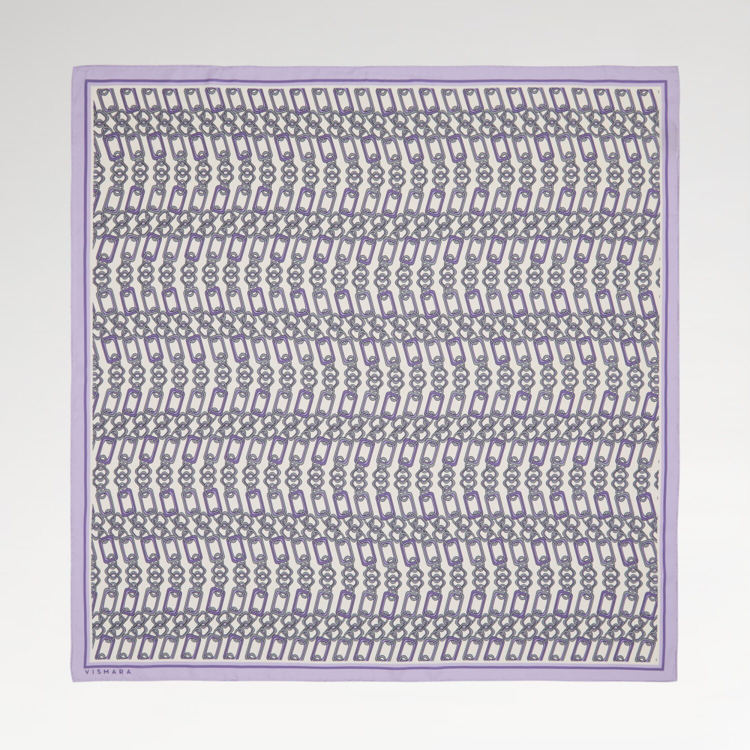 Lila Modern Zincir Desen Twill İpek Eşarp - 1