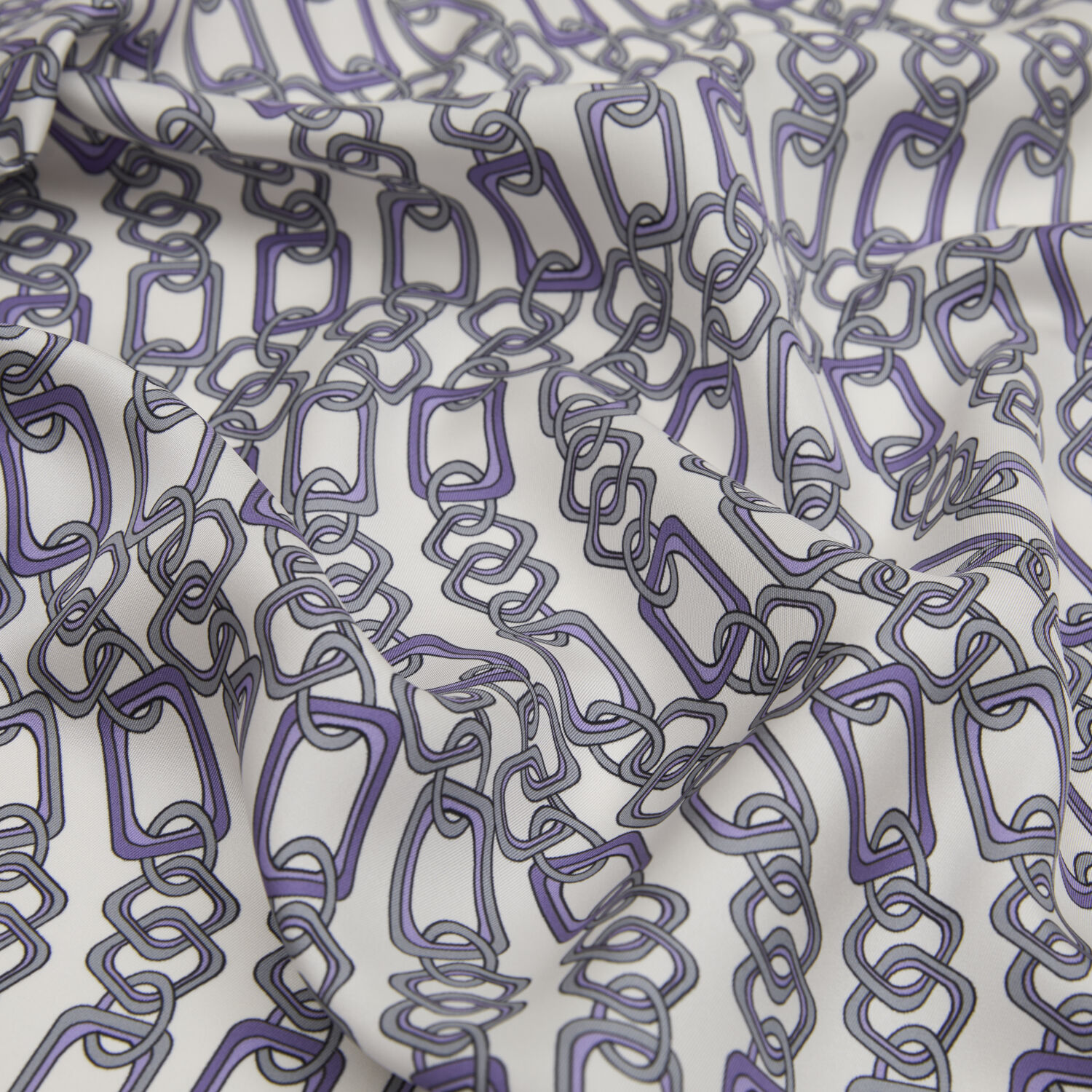 Lila Modern Zincir Desen Twill İpek Eşarp - 2