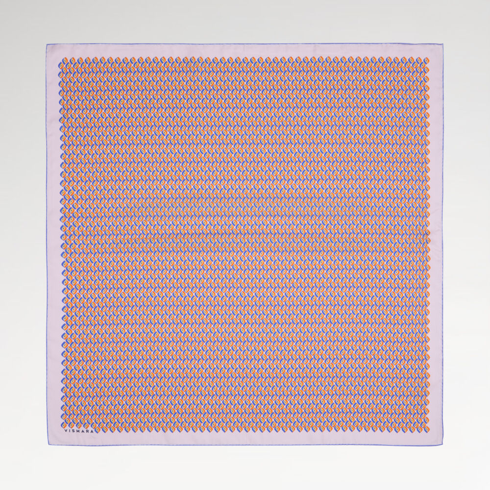 Lila Prizma Retro Desenli Twill İpek Eşarp