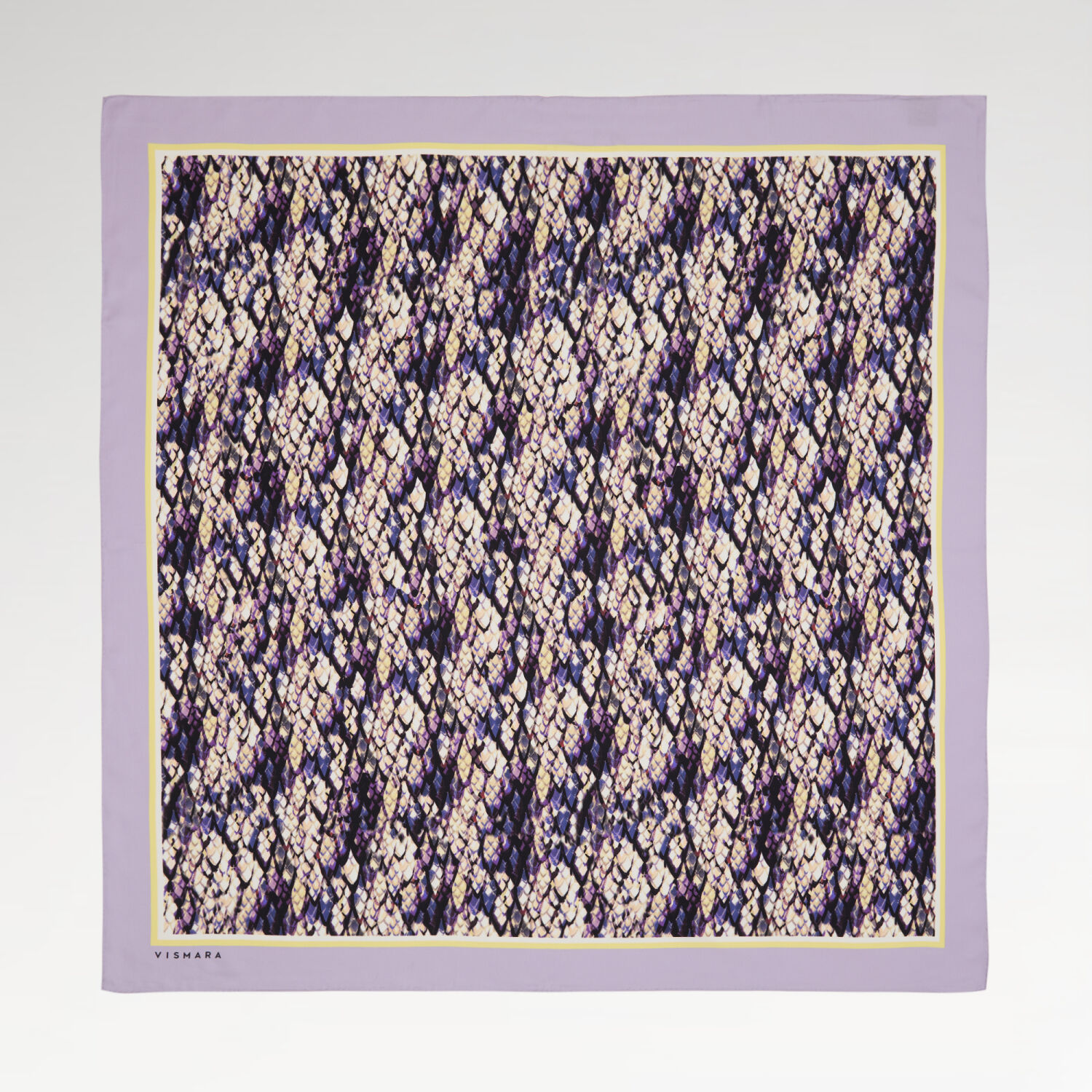 Lila Yılan Desenli Twill İpek Eşarp - 1