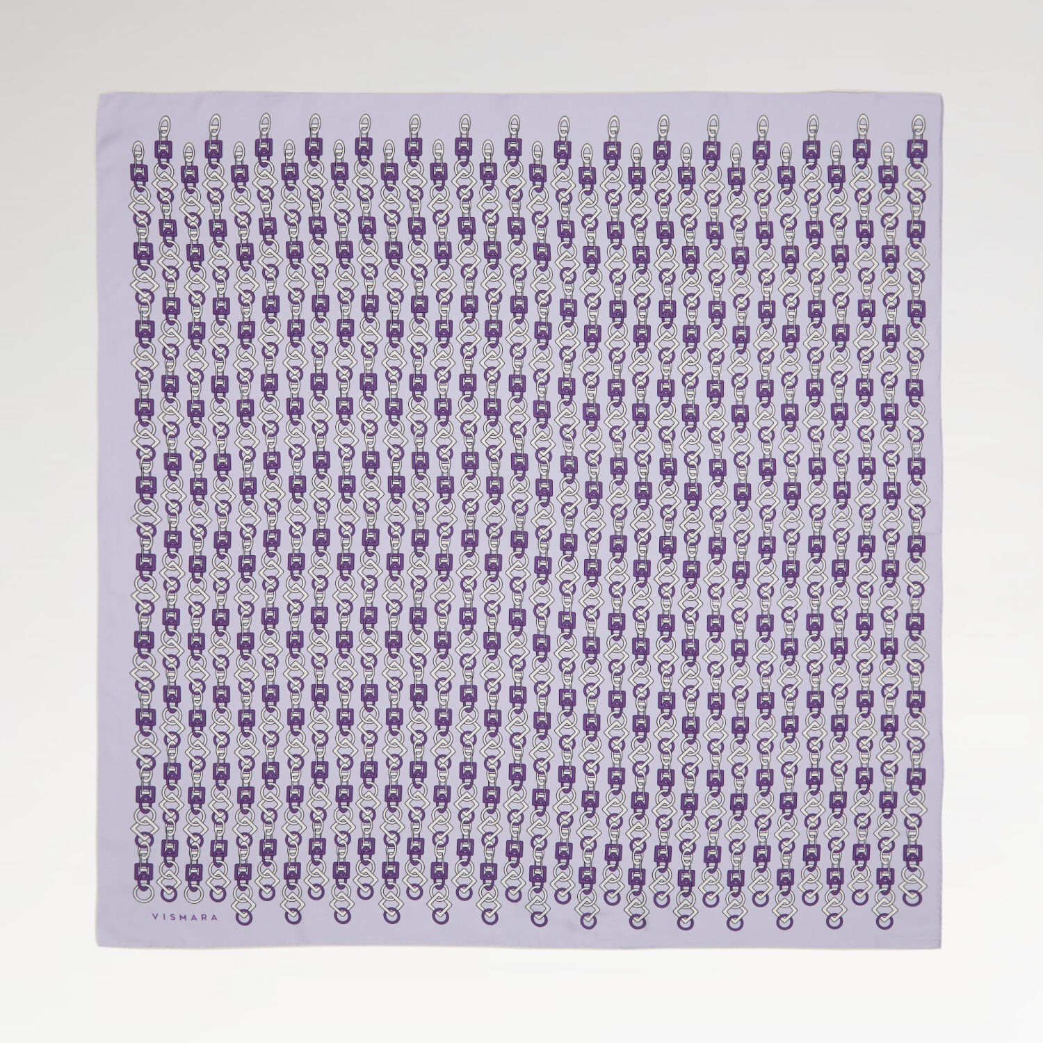 Lila Zincir Motif Desenli Twill İpek Eşarp - 1