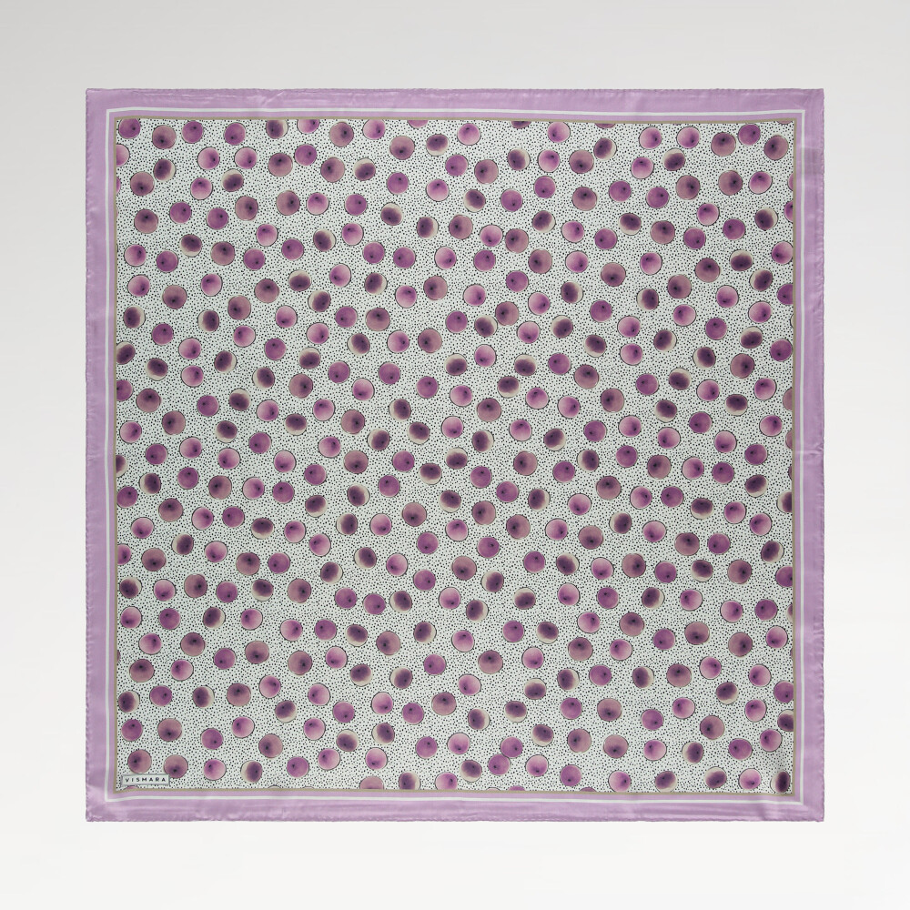 Lilac Artistic Dot Patterned Twill Silk Square Scarf