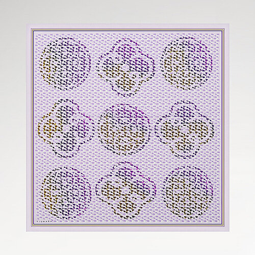 Lilac Isometric Monogram Pattern Twill Silk Square Scarf