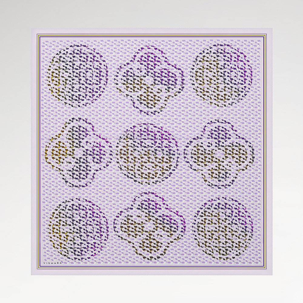 Lilac Isometric Monogram Pattern Twill Silk Square Scarf - 1