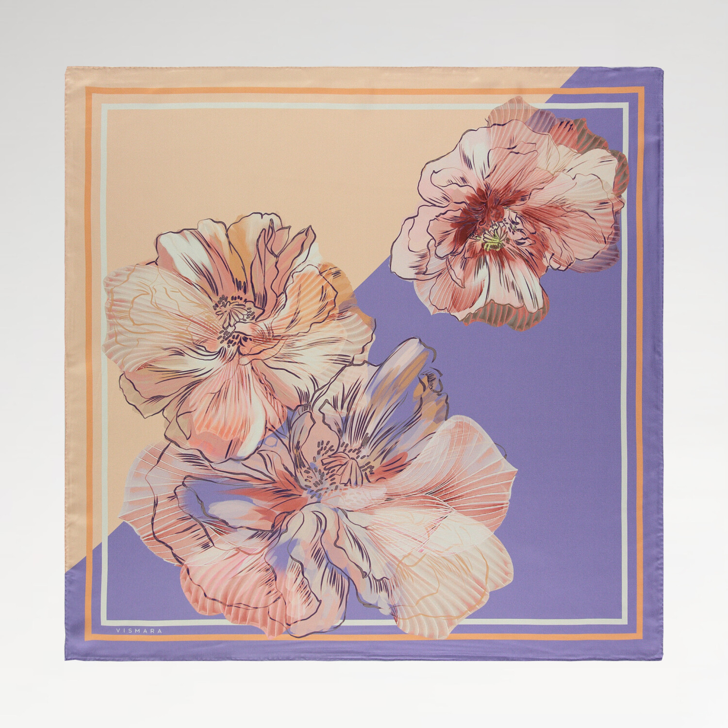 Lilac Linea Fiora Pattern Twill Silk Square Scarf - 1