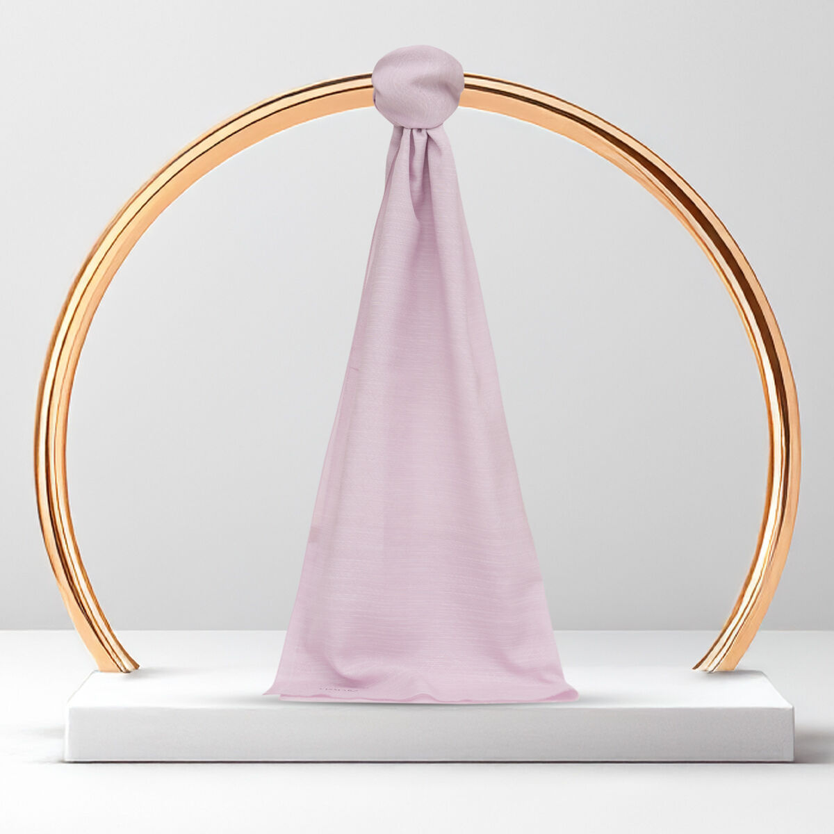 Lilac Monogram Pattern V Jacquard Cotton Silk Scarf - 1