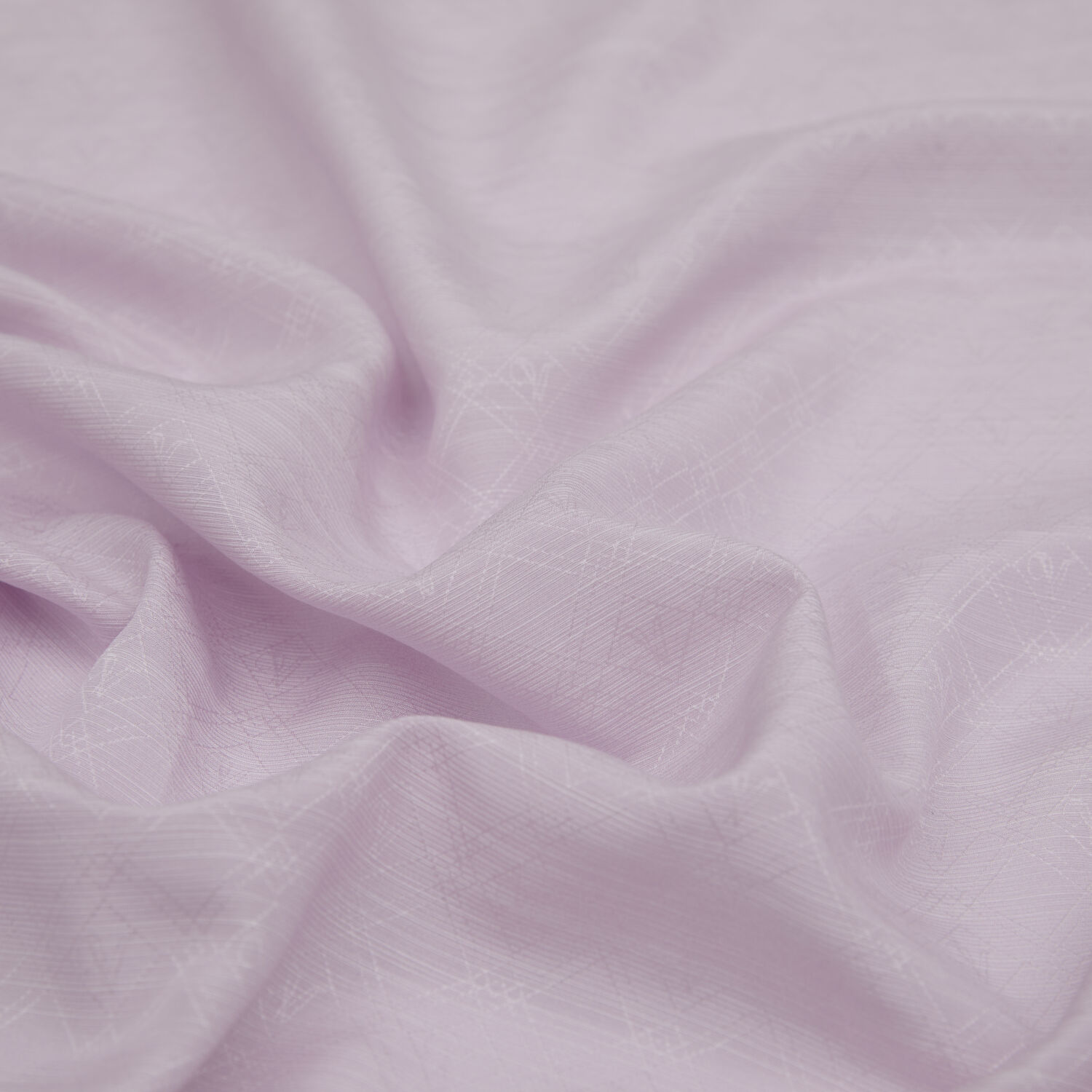 Lilac Monogram Pattern V Jacquard Cotton Silk Scarf - 2