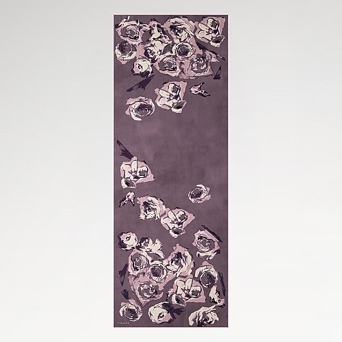 Lilac Oil Painting Rose Patterned Silk Scarf - Vismara