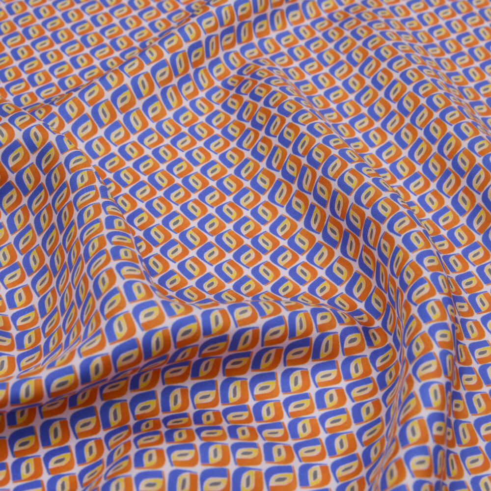 Lilac Prism Retro Patterned Twill Silk Square Scarf - Vismara