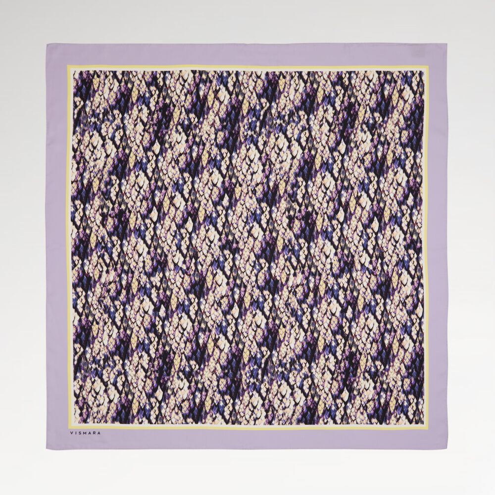 Lilac Snake Patterned Twill Silk Square Scarf