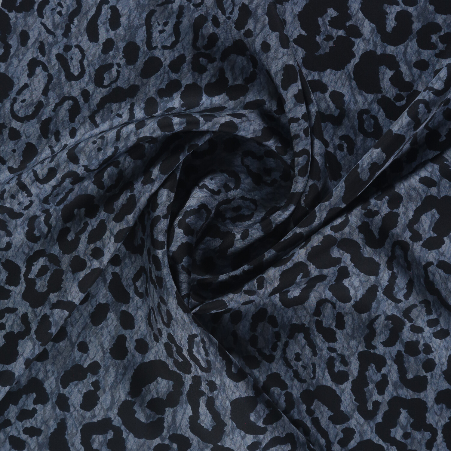 Mavi Bulutsu Leopar Desen Twill İpek Eşarp - 2