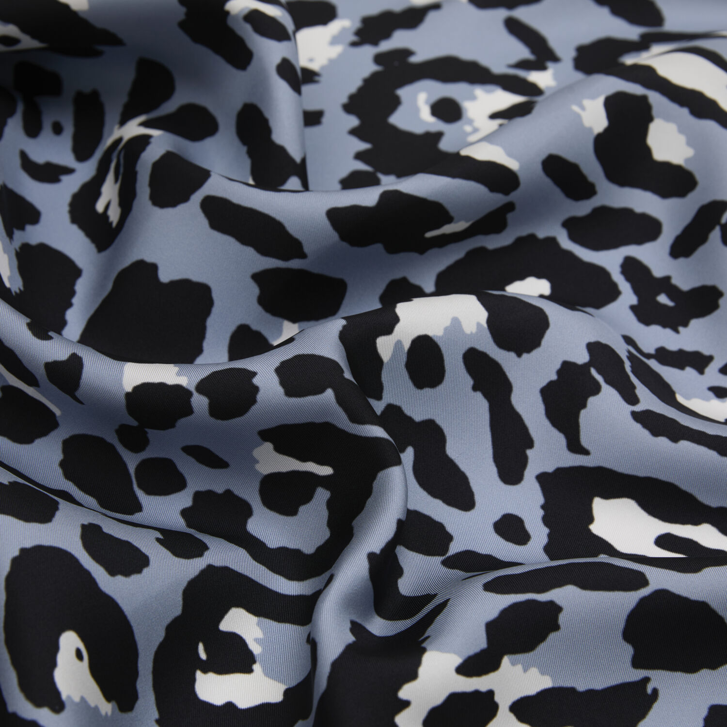 Mavi Modern Leopar Desenli Twill İpek Eşarp - 2