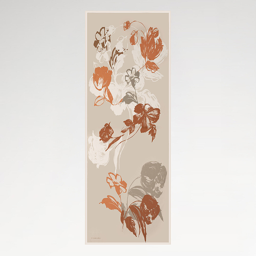Mink Abstract Tulip Pattern Silk Scarf - 2