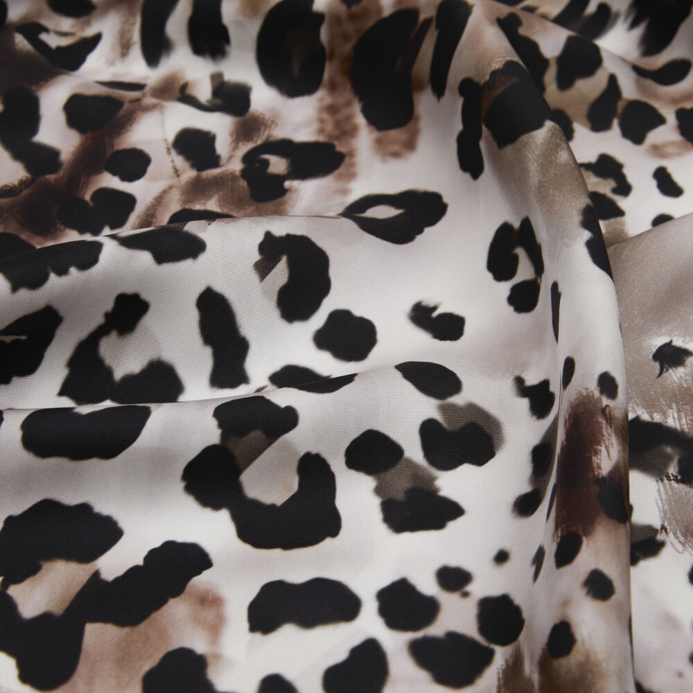 Mink Artistic Leopard Print Twill Silk Square Scarf - Vismara