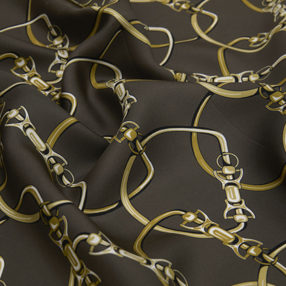 Mink Chain Pattern Twill Silk Square Scarf - Vismara