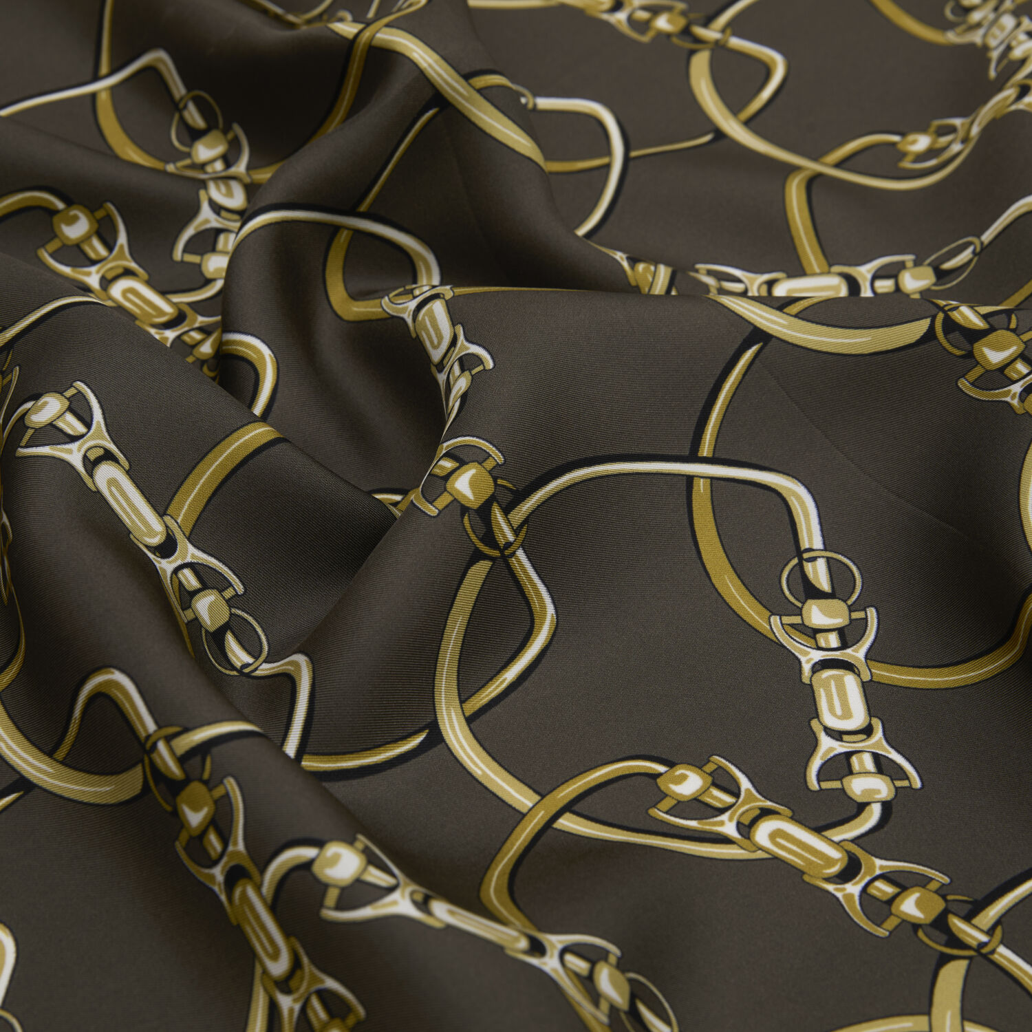 Mink Chain Pattern Twill Silk Square Scarf - 2