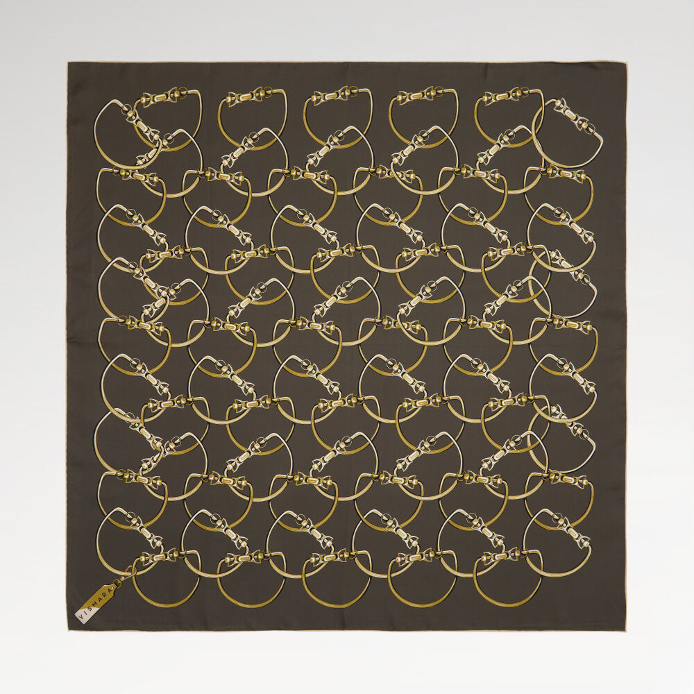 Mink Chain Pattern Twill Silk Square Scarf