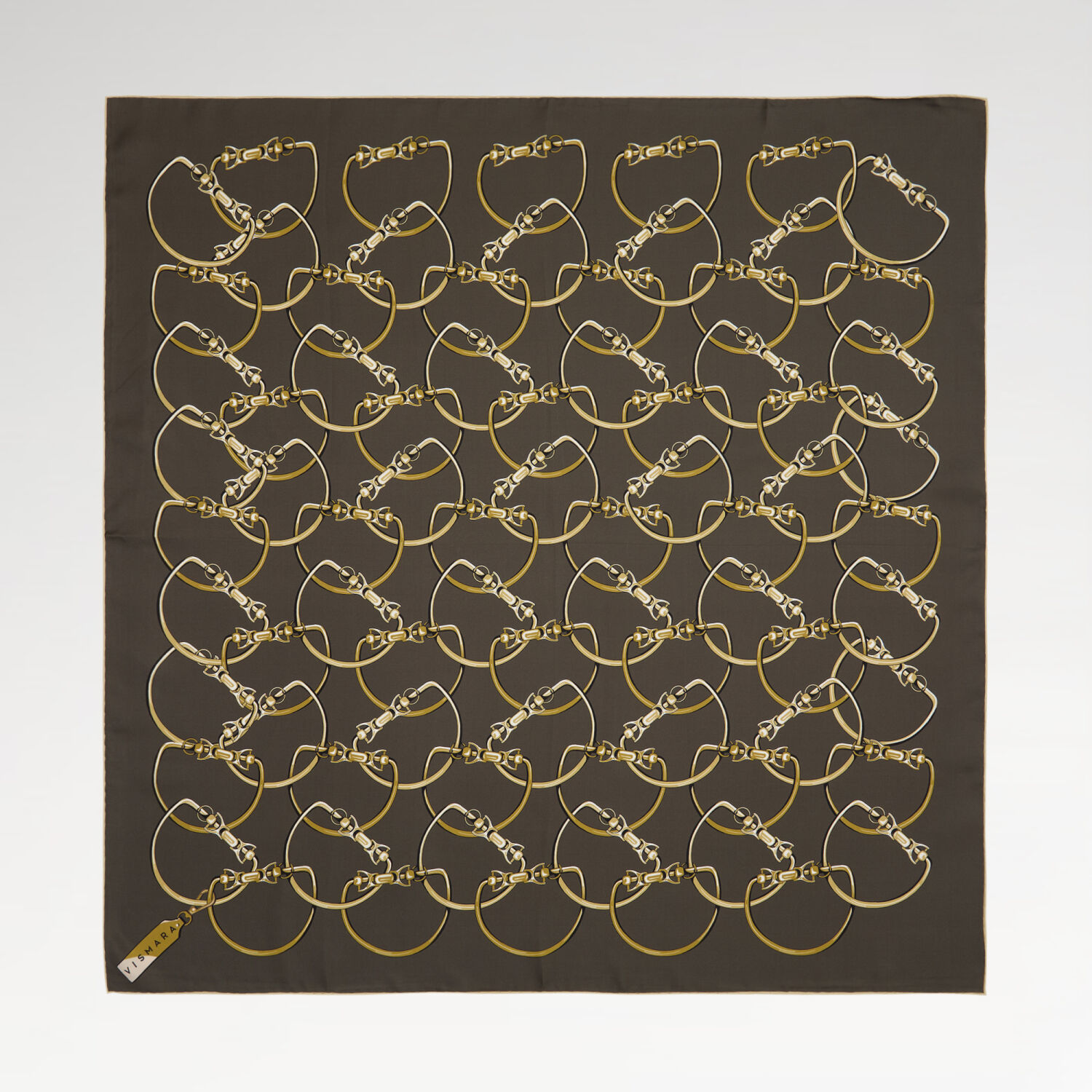 Mink Chain Pattern Twill Silk Square Scarf - 1