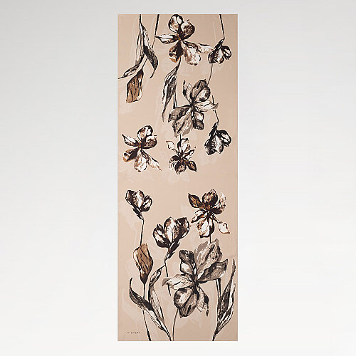 Mink Charcoal Lily Patterned Silk Scarf - Vismara