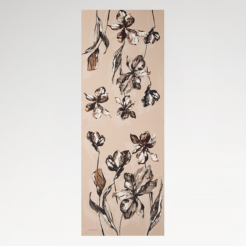 Mink Charcoal Lily Patterned Silk Scarf - 2
