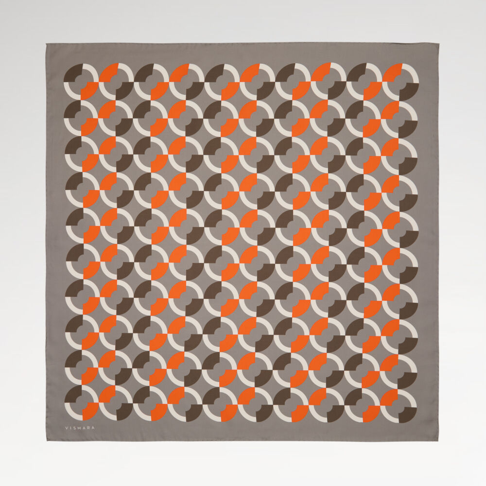 Mink Circle Patterned Twill Silk Square Scarf