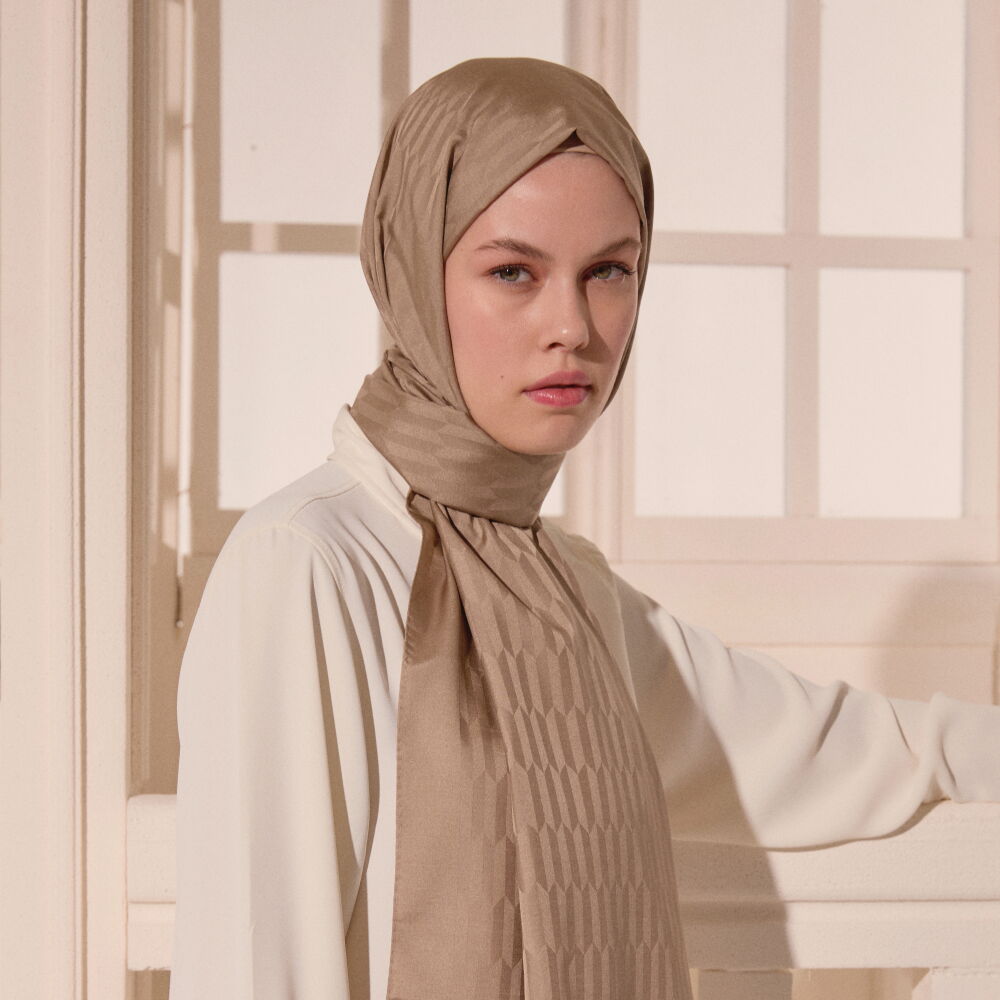 Mink Drop Pattern Jacquard Wool Silk Scarf - Vismara