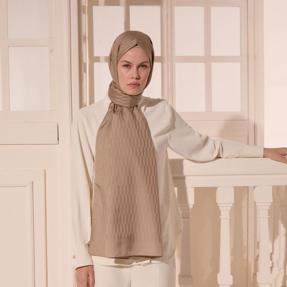 Mink Drop Pattern Jacquard Wool Silk Scarf - Vismara