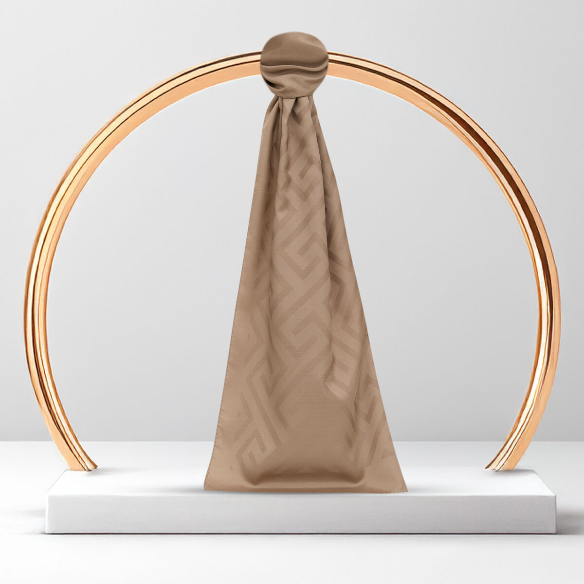 Mink G Pattern Jacquard Wool Silk Scarf - 1