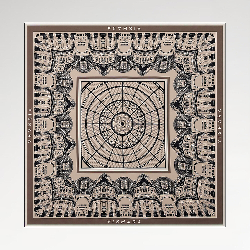 Mink Galleria Dome Patterned Twill Silk Square Scarf - 1