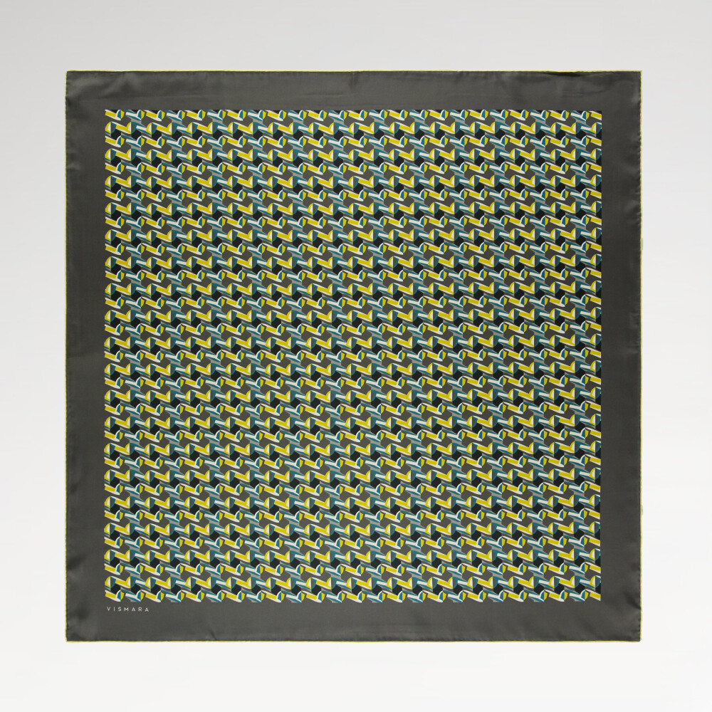 Mink Geometric Retro Pattern Twill Silk Square Scarf