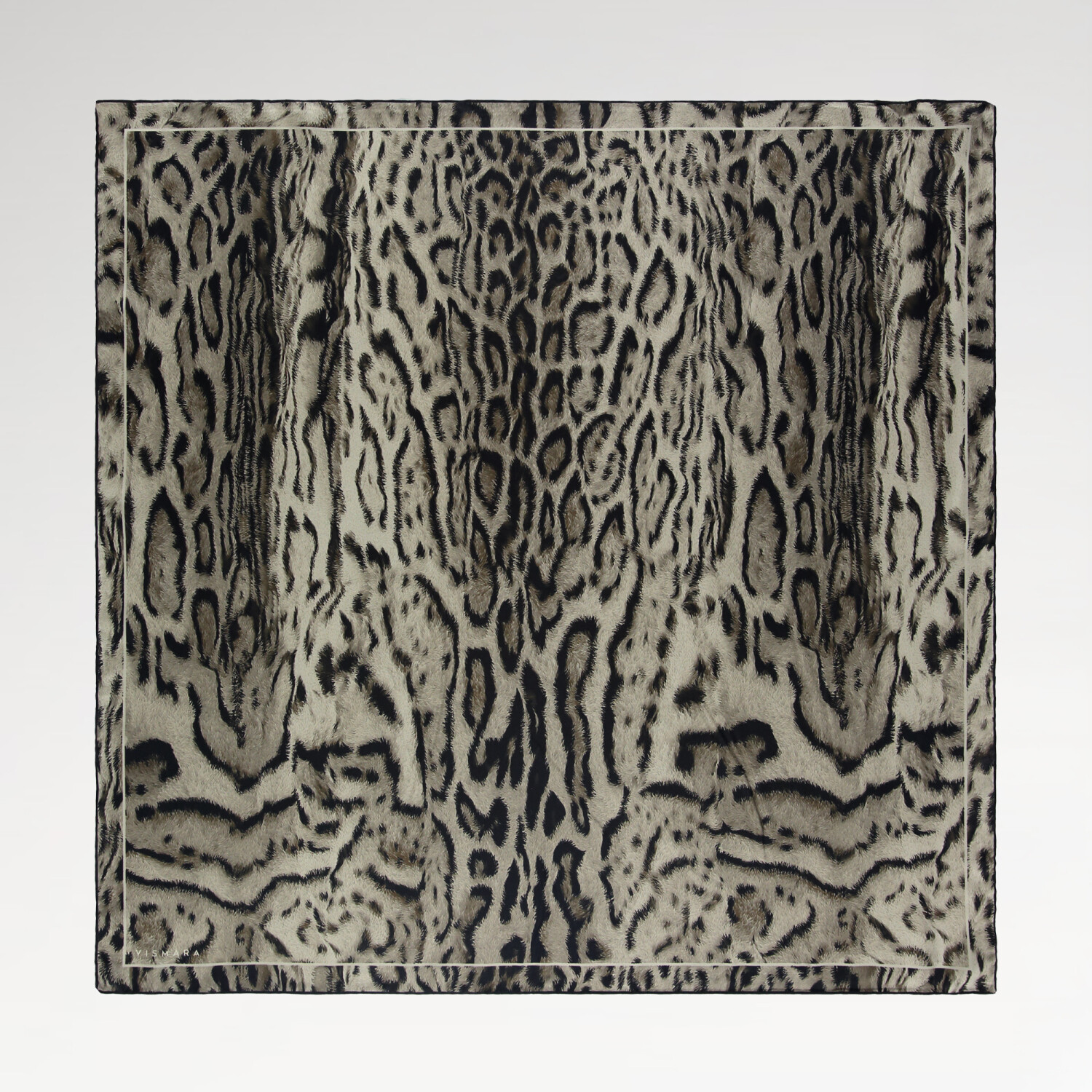 Mink Leopard Motif Pattern Twill Silk Square Scarf - 1