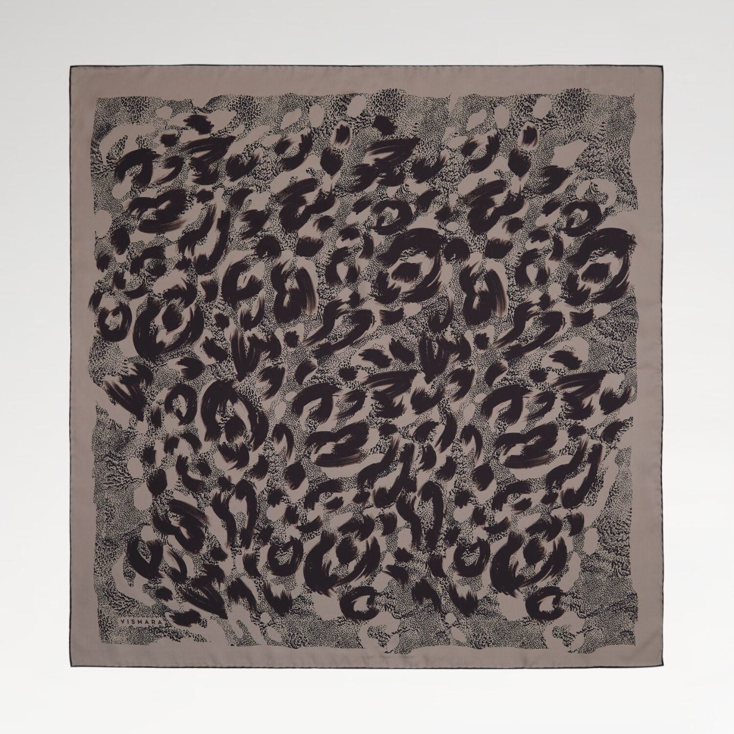 Mink Leopard Print Twill Silk Square Scarf - 1