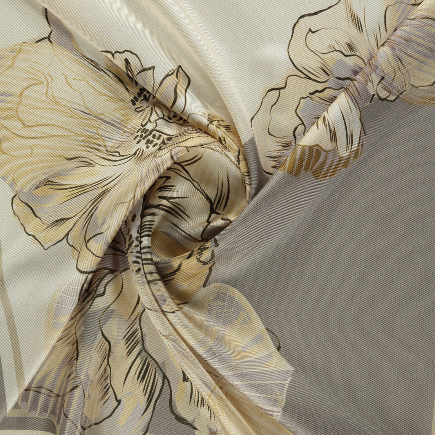 Mink Linea Fiora Pattern Twill Silk Square Scarf - 2