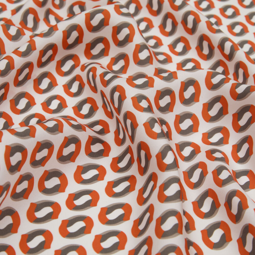 Mink Modern Geometric Patterned Twill Silk Square Scarf - Vismara