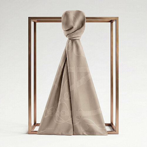Mink Monarque Chain Pattern Jacquard Cotton Silk Scarf