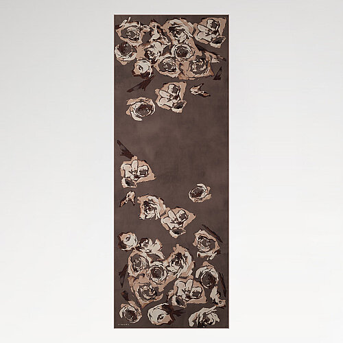 Mink Oil Painting Rose Patterned Silk Scarf - Vismara