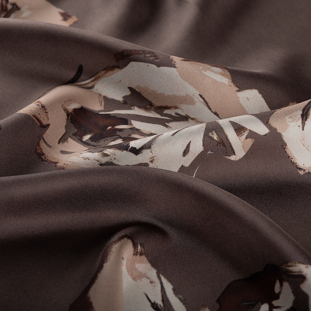 Mink Oil Painting Rose Patterned Silk Scarf - 3