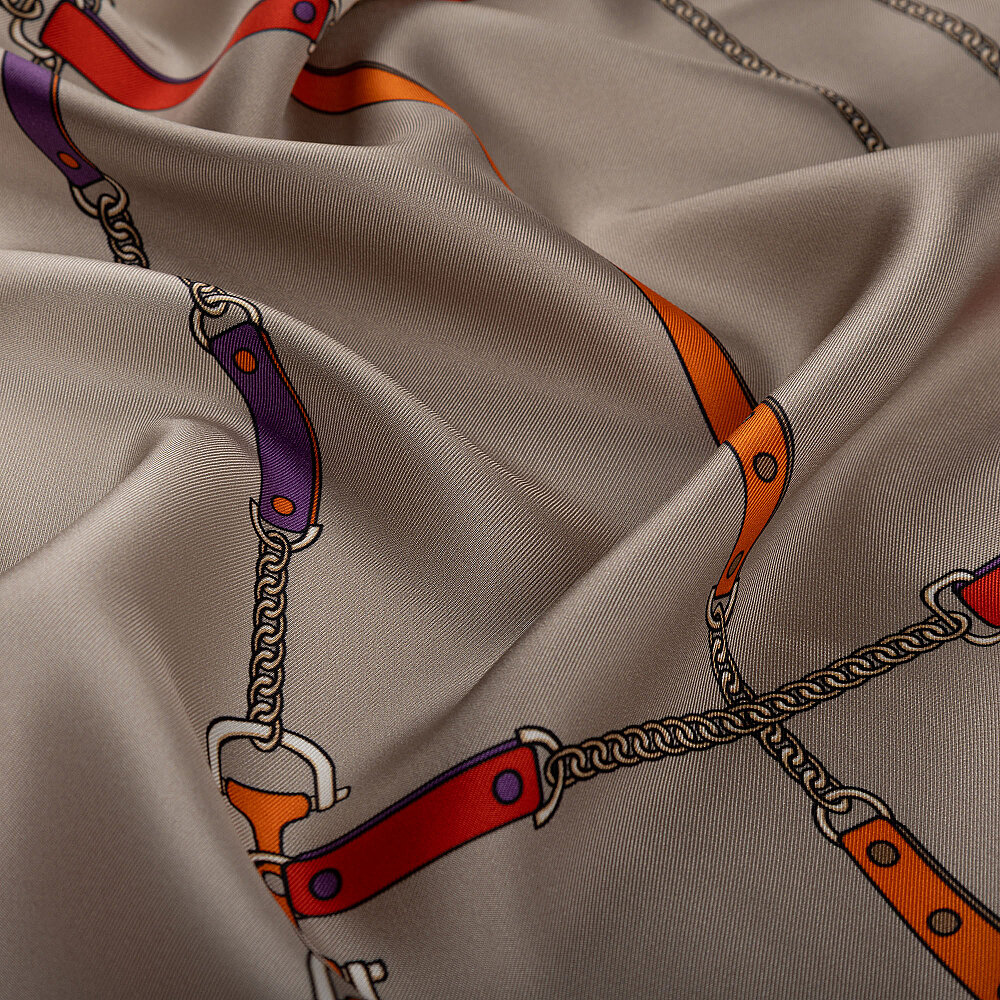 Mink Prism Line Pattern Silk Scarf - 3