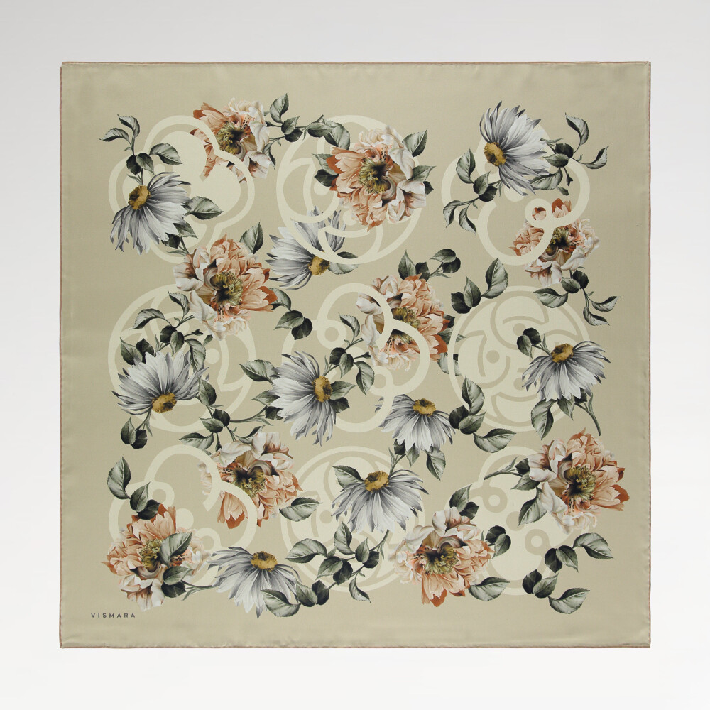 Mink Pure Grace Pattern Twill Silk Square Scarf