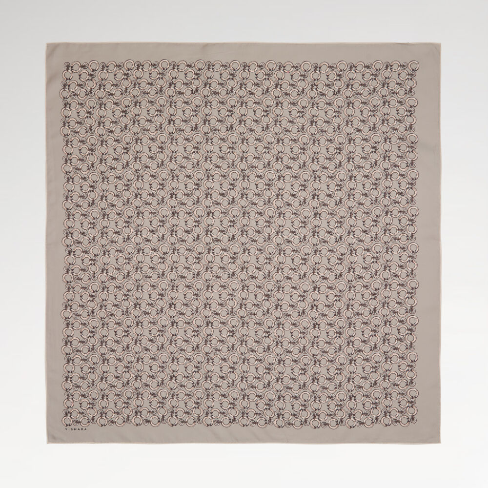 Mink Ring Chain Pattern Twill Silk Square Scarf
