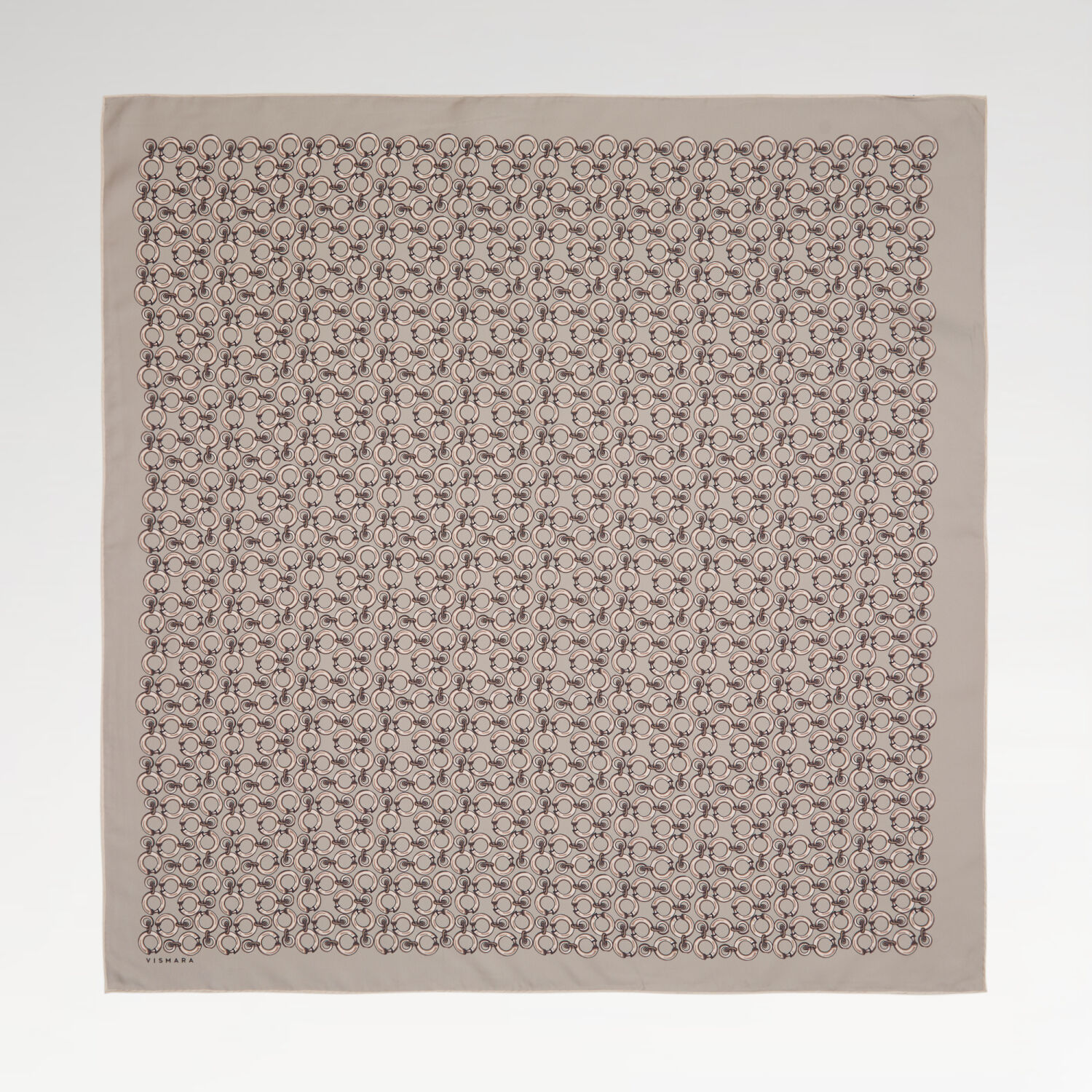 Mink Ring Chain Pattern Twill Silk Square Scarf - 1