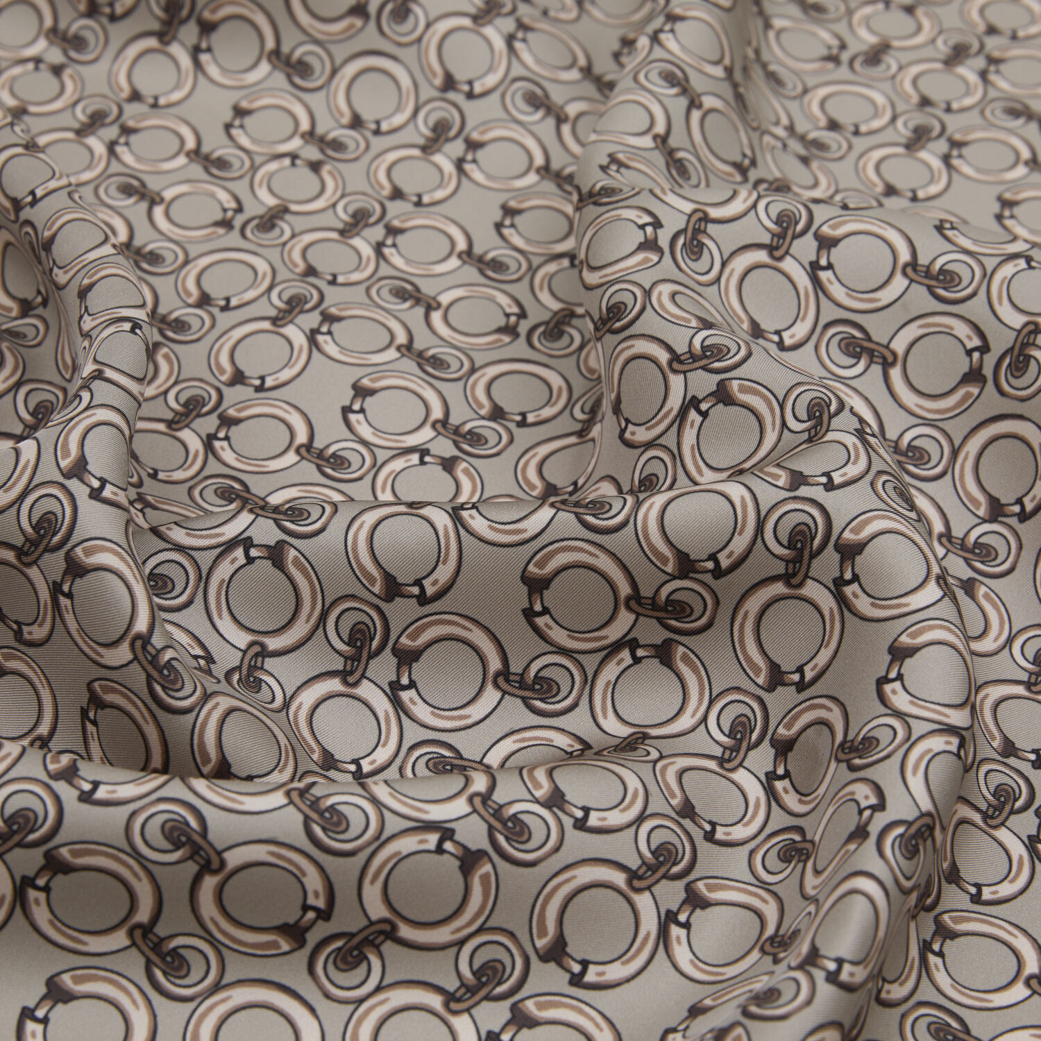 Mink Ring Chain Pattern Twill Silk Square Scarf - 2