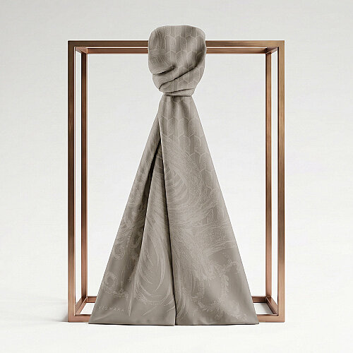 Mink Royal Textured Jacquard Cotton Silk Scarf