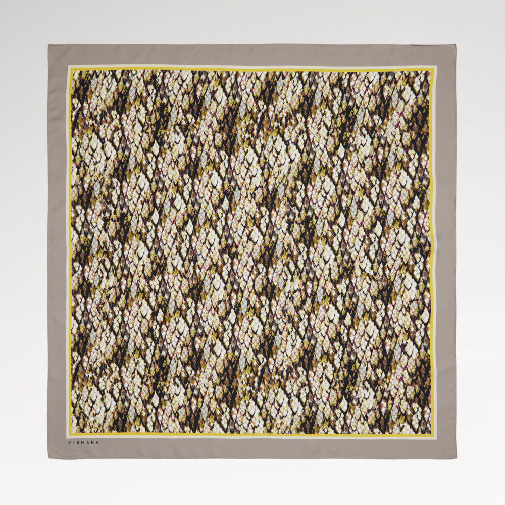 Mink Snake Patterned Twill Silk Square Scarf