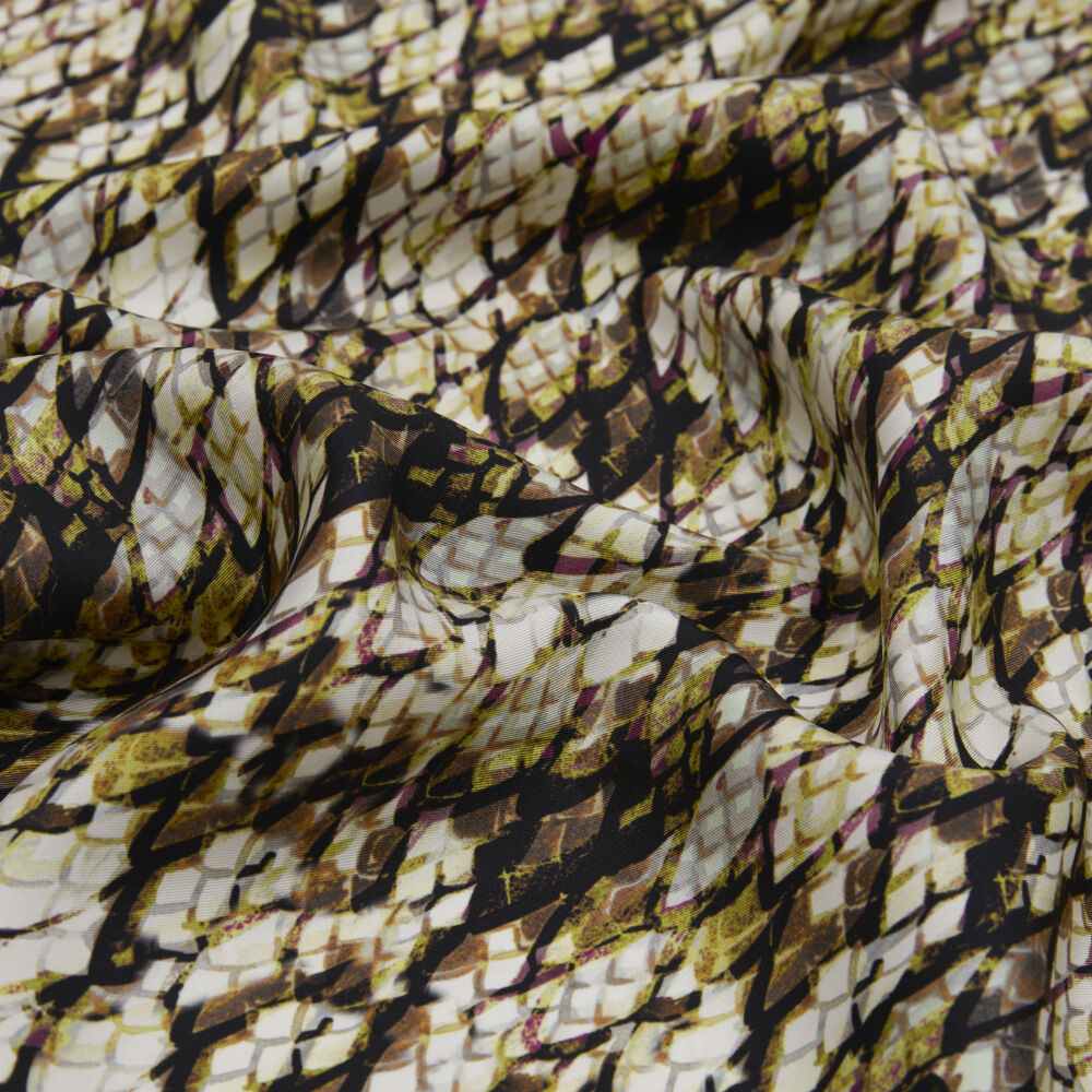 Mink Snake Patterned Twill Silk Square Scarf - Vismara