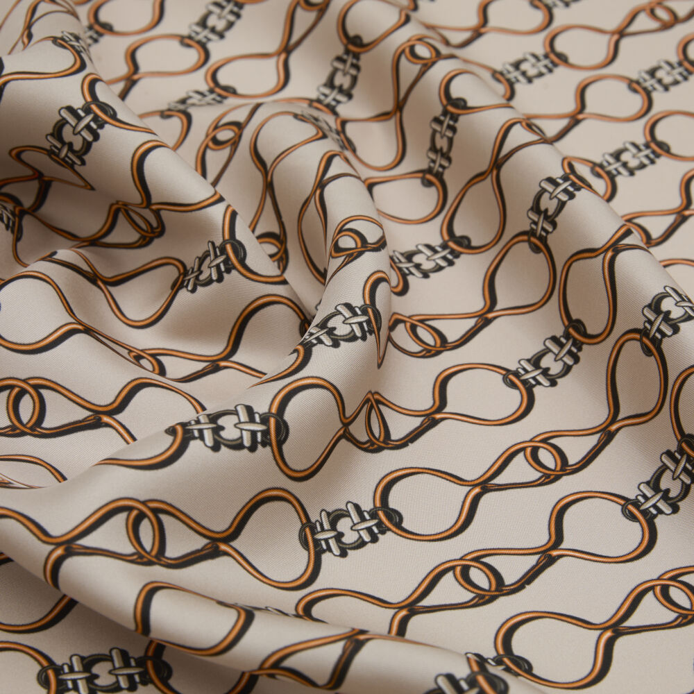 Mink Vector Chain Pattern Twill Silk Square Scarf - Vismara